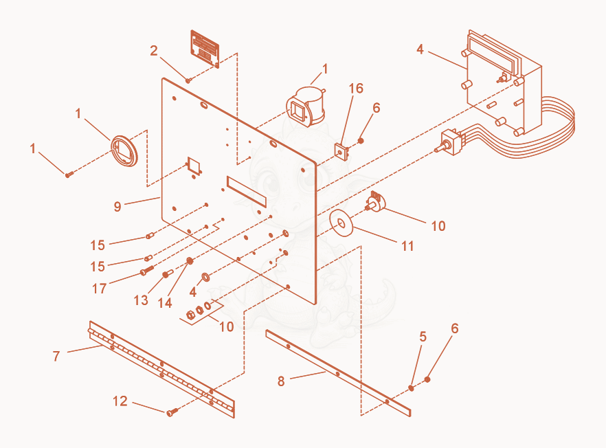 Exploded parts diagram of the Controller Plate cpl. of a Wacker Neuson G125, with numbered balloons