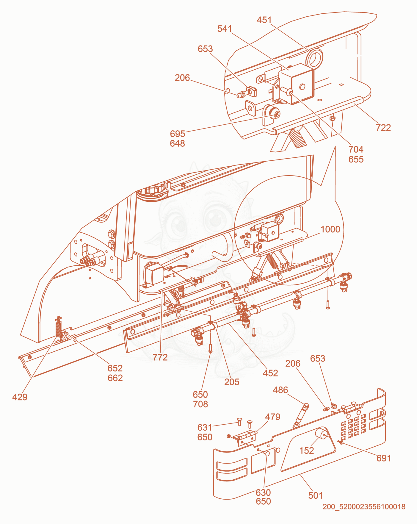 Exploded parts diagram of the Rear Frame Bumper of a Wacker Neuson RD27-120, with numbered balloons