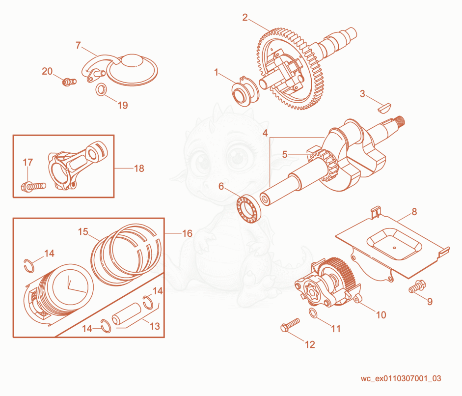 Exploded parts diagram of the Engine Drive System of a Wacker Neuson RD880V, with numbered balloons