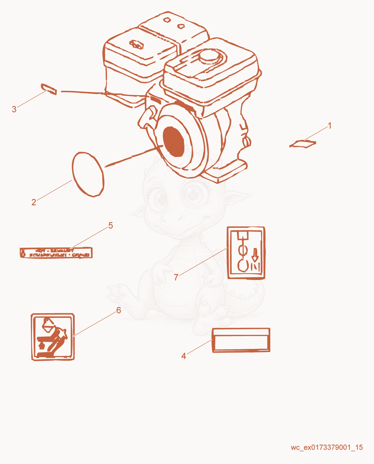 Exploded parts diagram of the Labels of a Wacker Neuson GP5600A, with numbered balloons