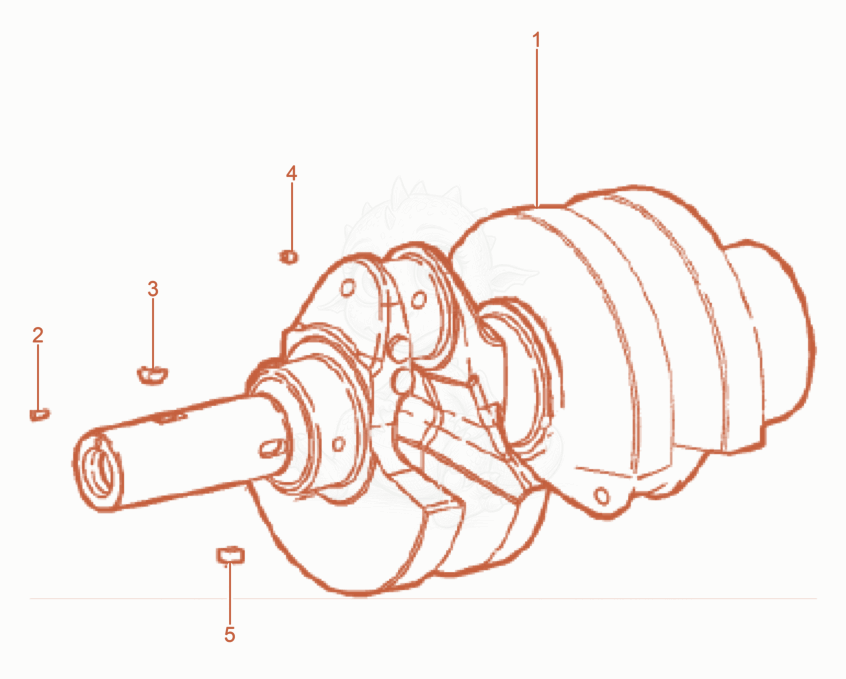 Despiece del Crankshaft de una máquina Wacker Neuson DPU90LEM770US, con globos numerados