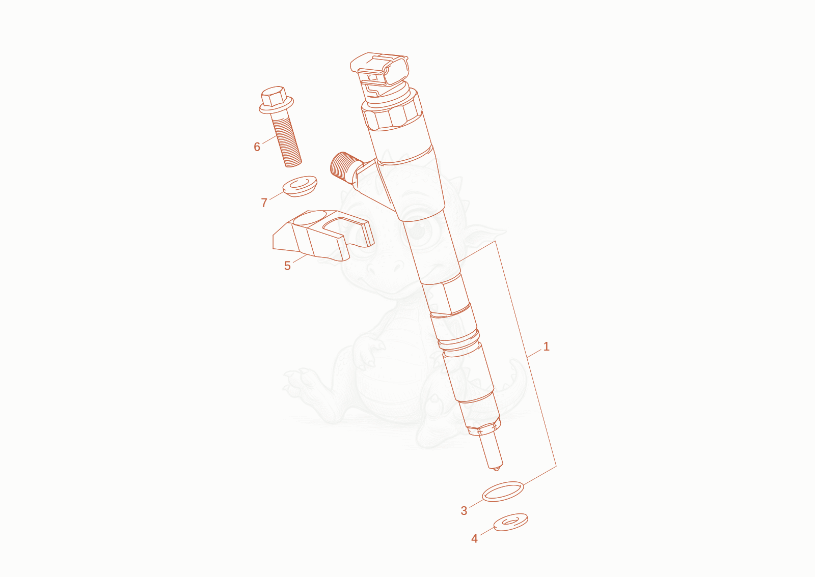 Exploded parts diagram of the INJECTION NOZZLE of a Wacker Neuson DV45, with numbered balloons
