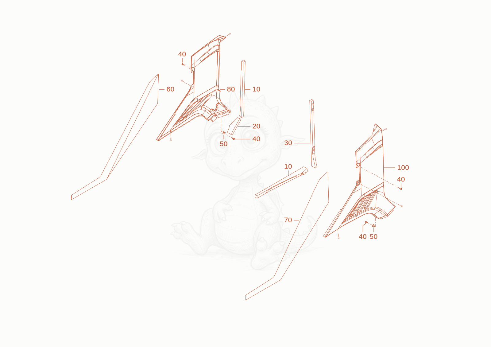 Exploded parts diagram of the cab trim of a Wacker Neuson WL28(A01-01), with numbered balloons