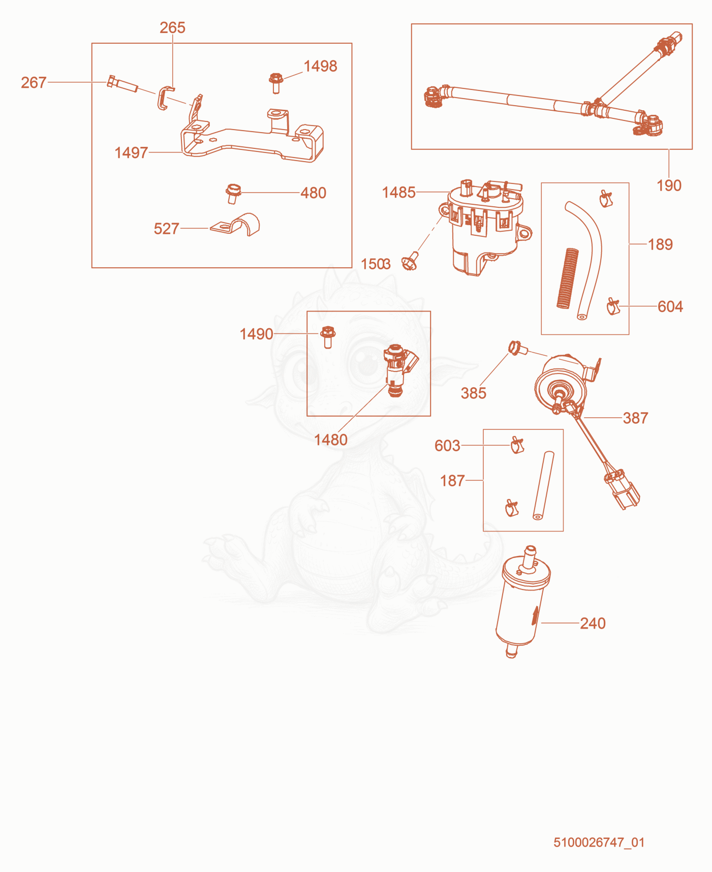 Exploded parts diagram of the Fuel System of a Wacker Neuson CRT48-37V-PS, with numbered balloons