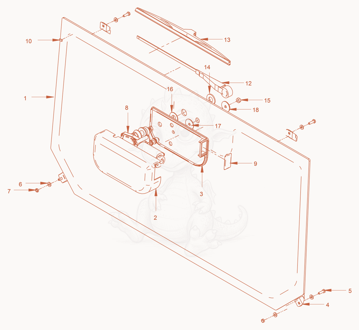 Exploded parts diagram of the driver's cabin of a Wacker Neuson RC70VOUS, with numbered balloons