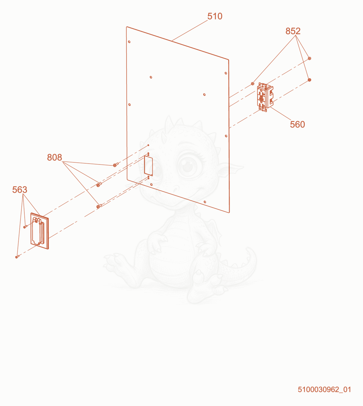 Exploded parts diagram of the Receptacle Panel cpl. of a Wacker Neuson LTV6L, with numbered balloons