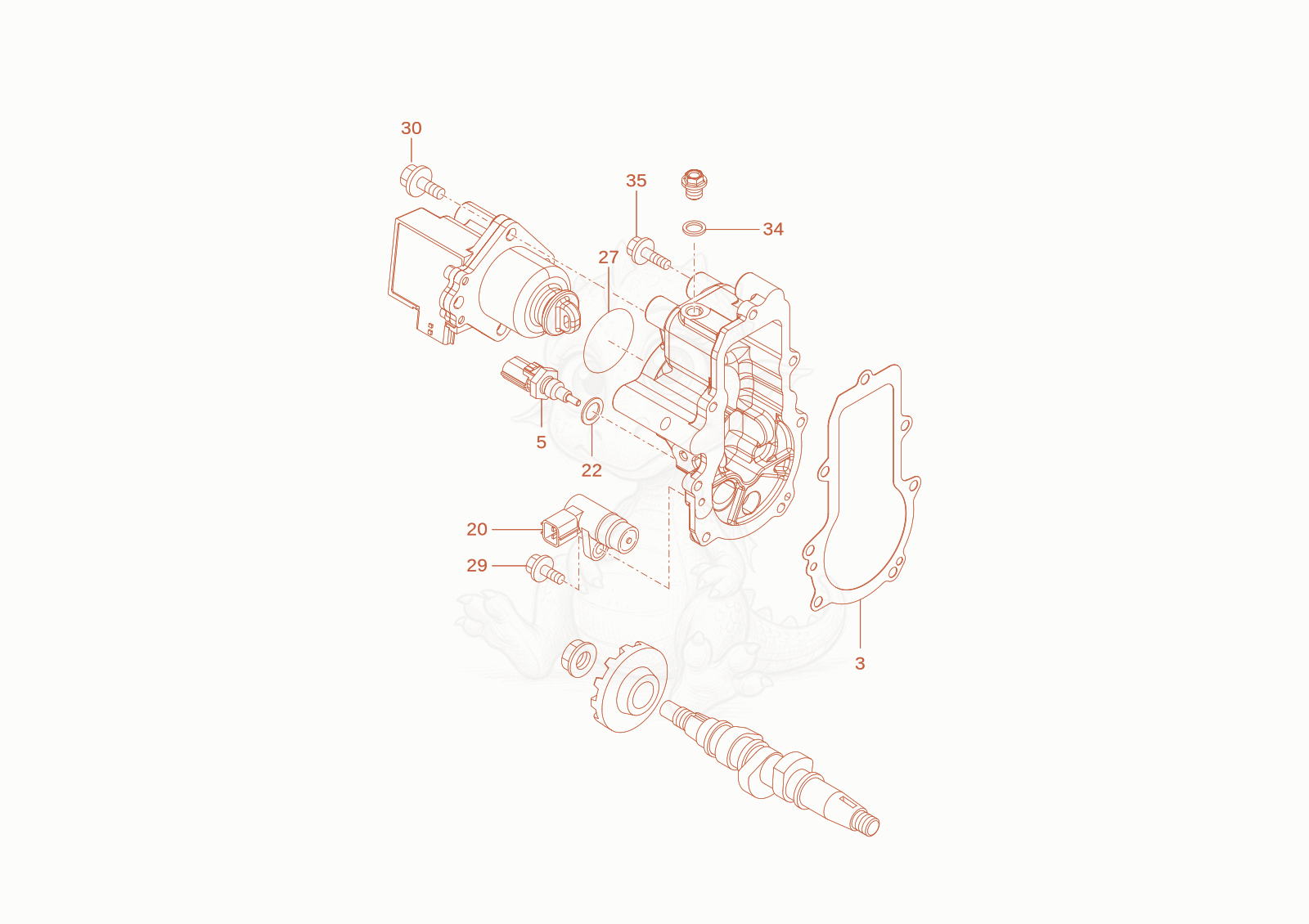 Despiece del sensor de una máquina Wacker Neuson TH412(T01-01), con globos numerados