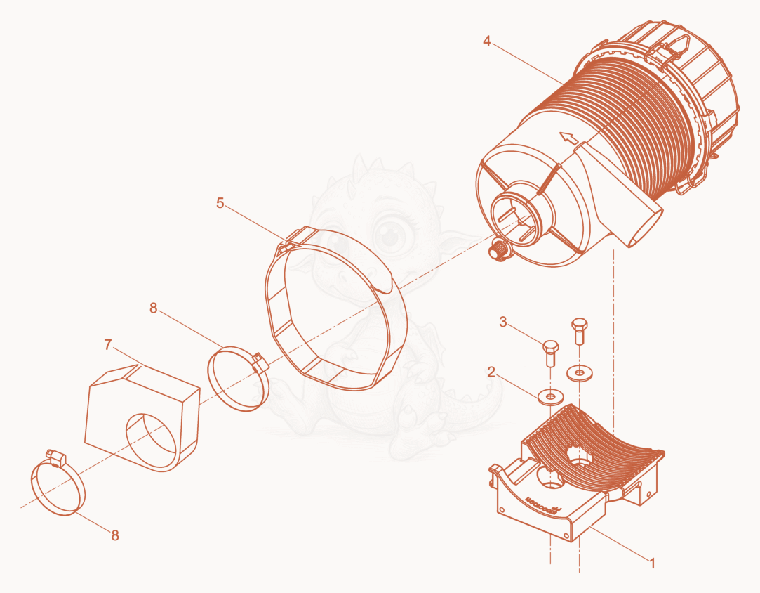 Exploded parts diagram of the Air filter cpl. of a Wacker Neuson DPU80LEM770, with numbered balloons