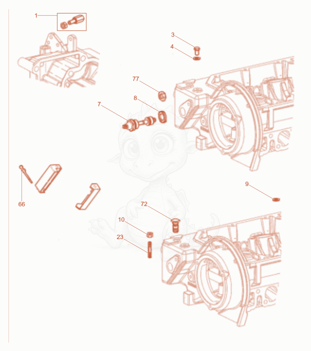 Despiece del Steering de una máquina Wacker Neuson DPU110RLEC870, con globos numerados