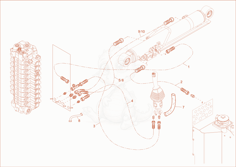 Exploded parts diagram of the LIFTING BOOM OPERATION of a Wacker Neuson ET65, with numbered balloons