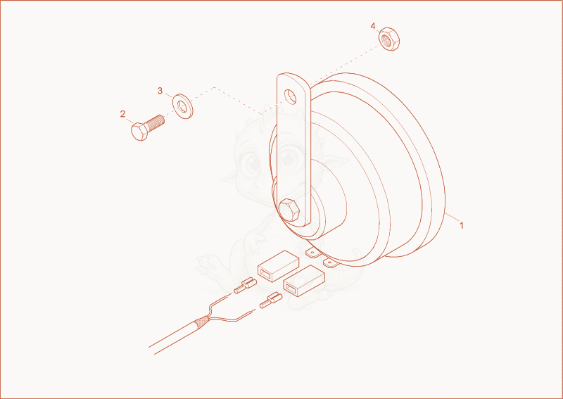 Exploded parts diagram of the horn of a Wacker Neuson 3501AB, with numbered balloons