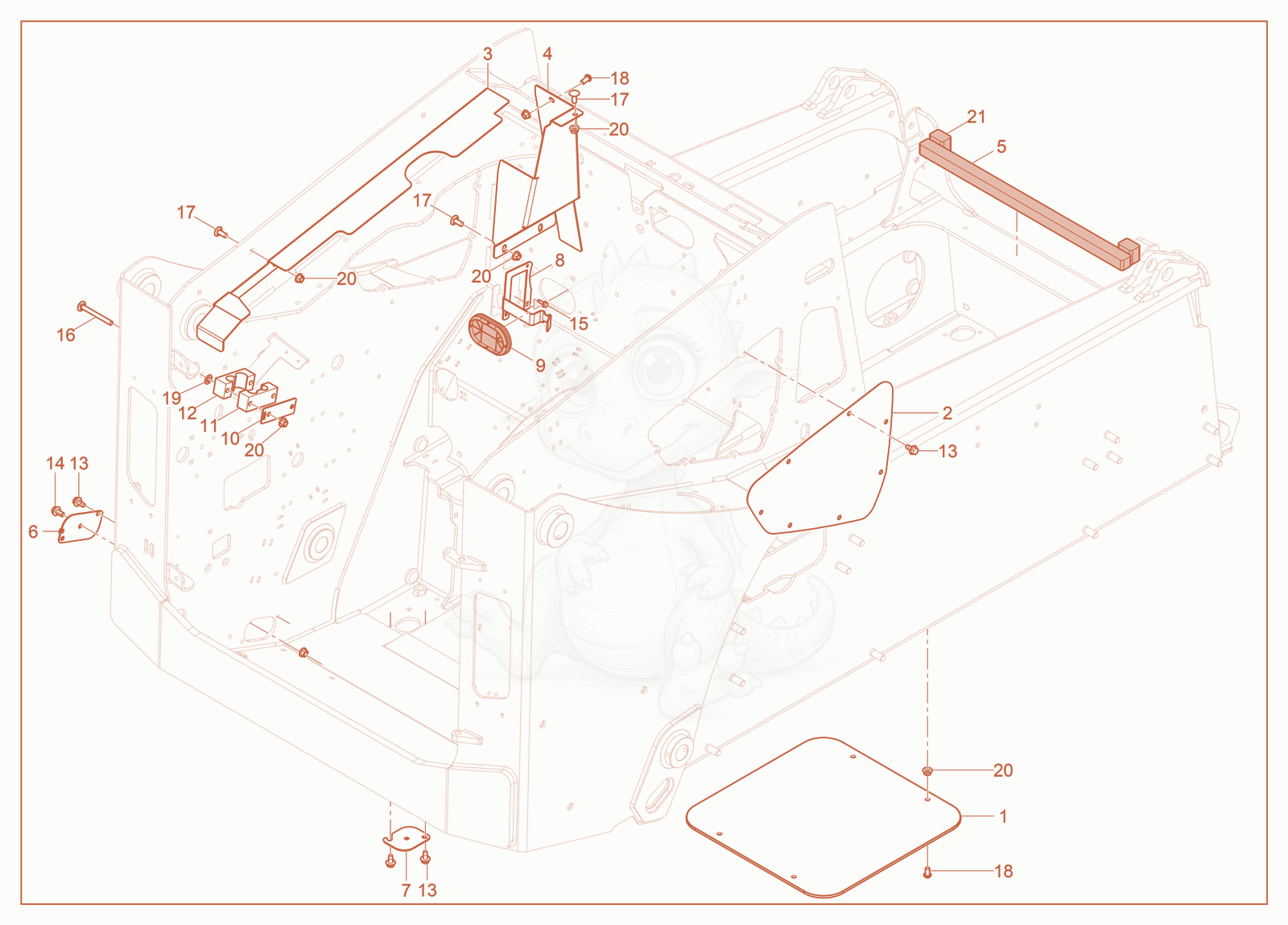 Exploded parts diagram of the Chassis Cover of a Wacker Neuson ST50, with numbered balloons