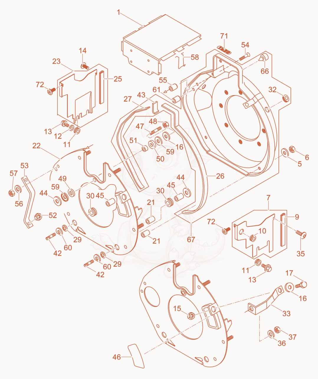Exploded parts diagram of the Air Ducting of a Wacker Neuson DPU3750HTSUS, with numbered balloons