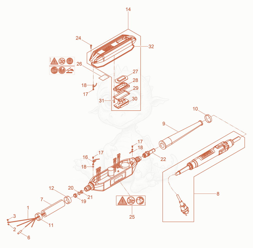Exploded parts diagram of the Hose Connection cpl. of a Wacker Neuson IRFU577M, with numbered balloons