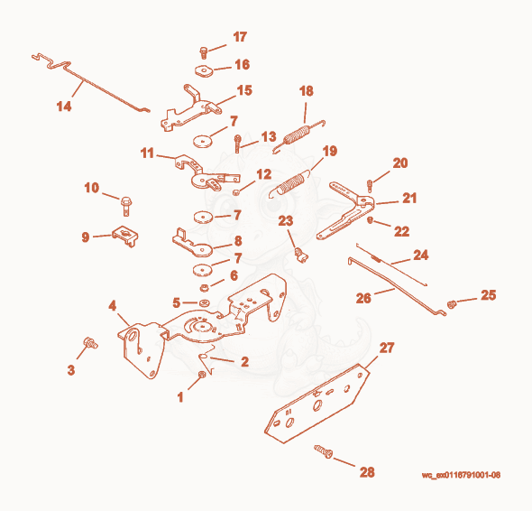 Exploded parts diagram of the Governor of a Wacker Neuson CRT36-25K-H, with numbered balloons