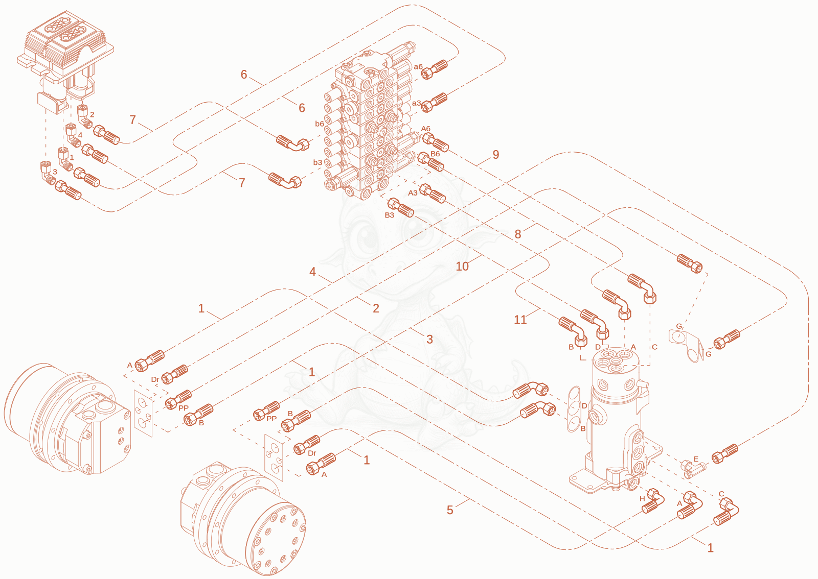 Exploded parts diagram of the TRAVEL MOTOR INSTALLATION of a Wacker Neuson EZ10E, with numbered balloons