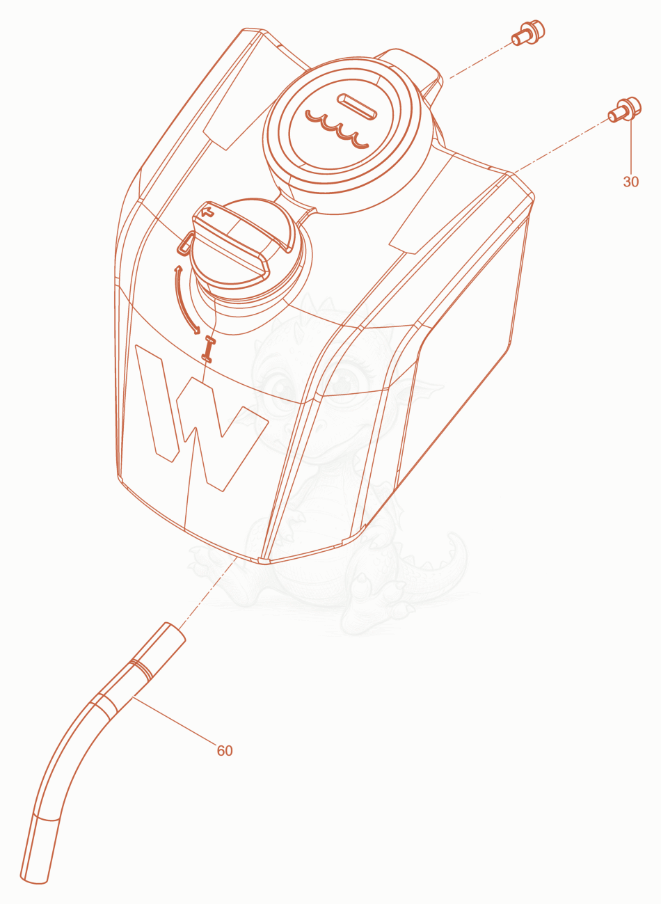 Exploded parts diagram of the Water System basis of a Wacker Neuson BPS1340AWS, with numbered balloons