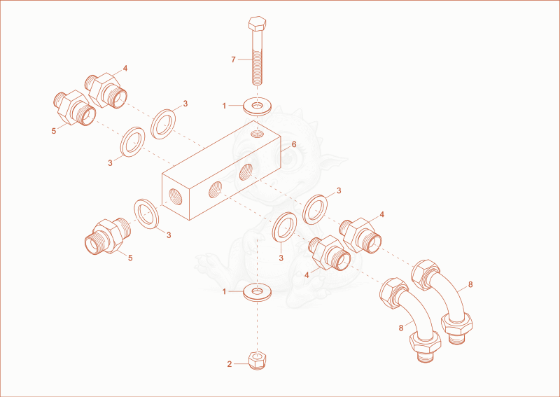 Exploded parts diagram of the collect block of a Wacker Neuson DT23, with numbered balloons