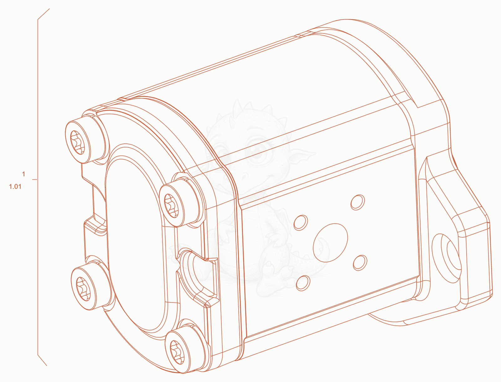 Exploded parts diagram of the gear pump of a Wacker Neuson RC110PUSROPS, with numbered balloons