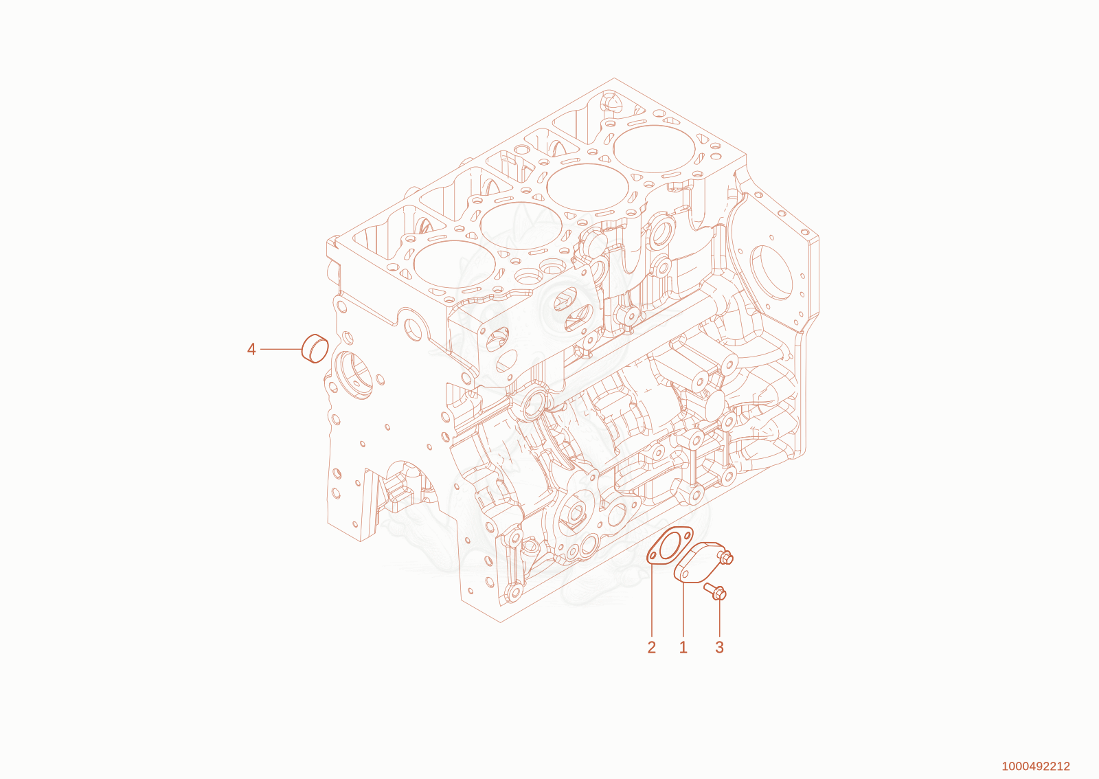 Exploded parts diagram of the Closing parts oil pan of a Wacker Neuson TH745(416-32), with numbered balloons