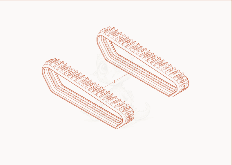Exploded parts diagram of the rubber track of a Wacker Neuson TD18, with numbered balloons