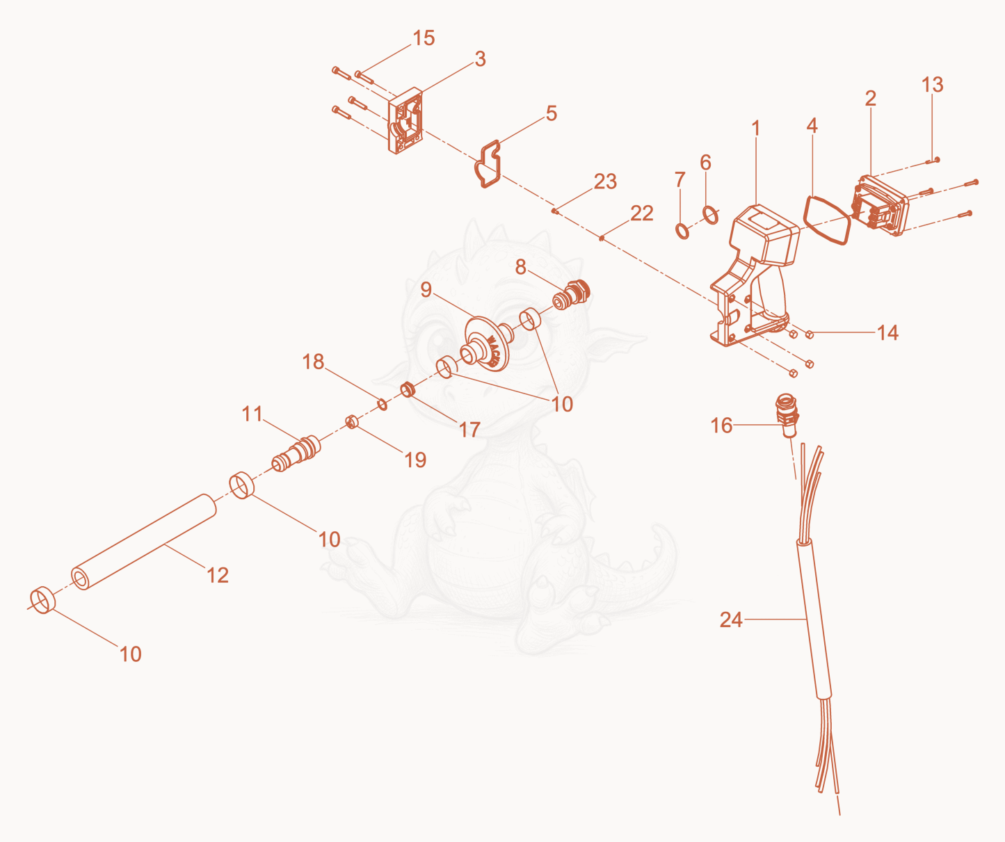 Exploded parts diagram of the Hose Connection cpl of a Wacker Neuson IRSEN-FU38/230LASER, with numbered balloons