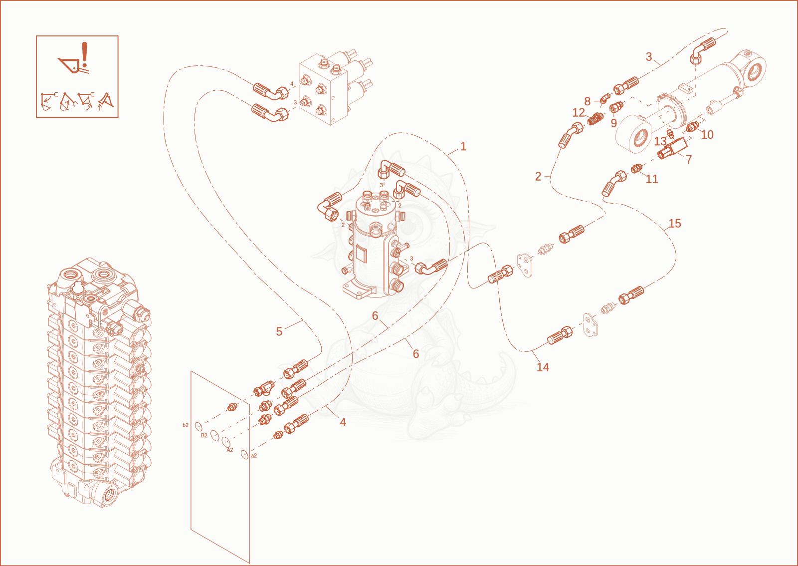 Exploded parts diagram of the DOZER BLADE OPERATION (OPTION) of a Wacker Neuson ET65, with numbered balloons
