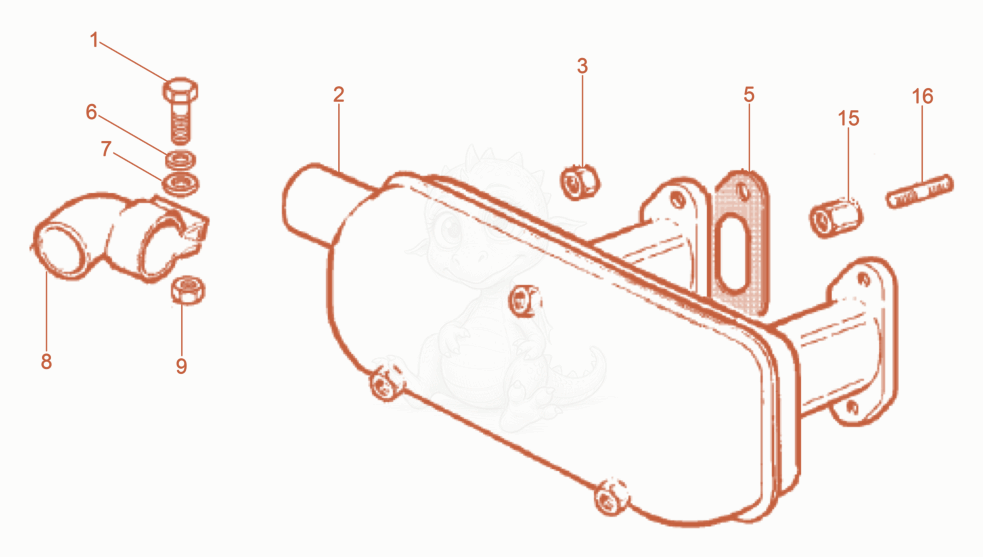 Exploded parts diagram of the Exhaust of a Wacker Neuson DPU100-70LES, with numbered balloons