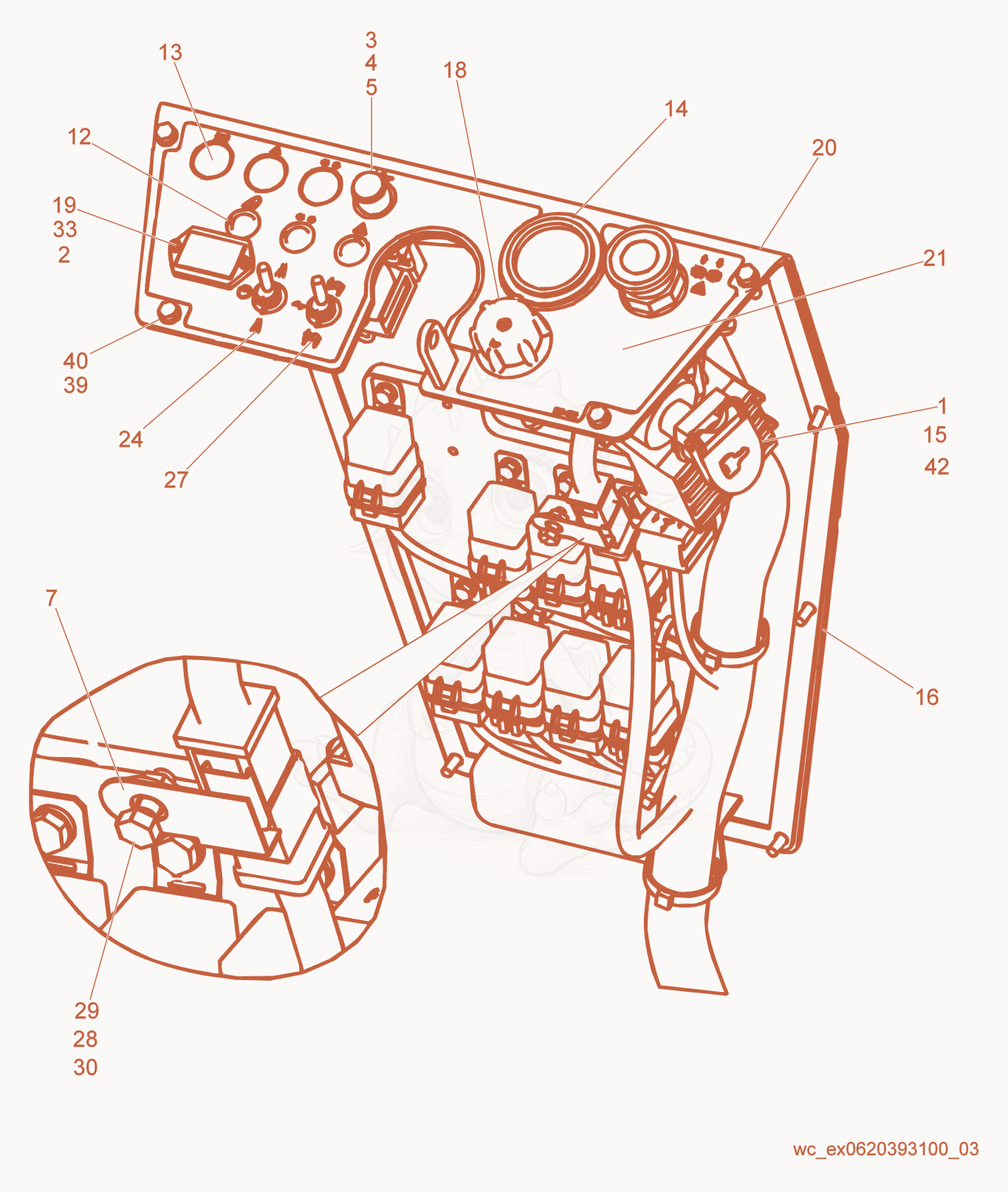 Exploded parts diagram of the Console of a Wacker Neuson RD27-100, with numbered balloons