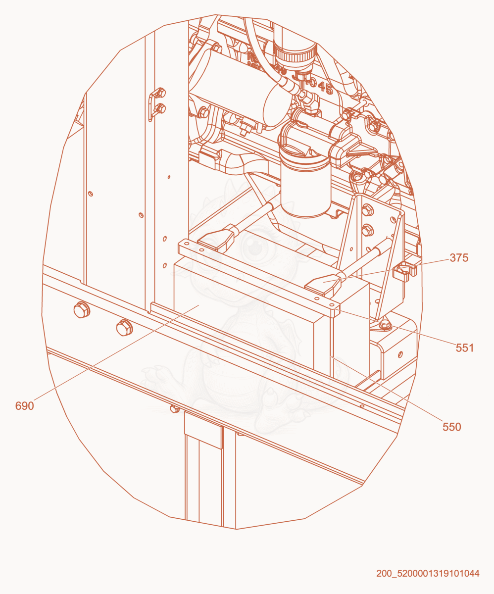 Exploded parts diagram of the Battery of a Wacker Neuson G120, with numbered balloons