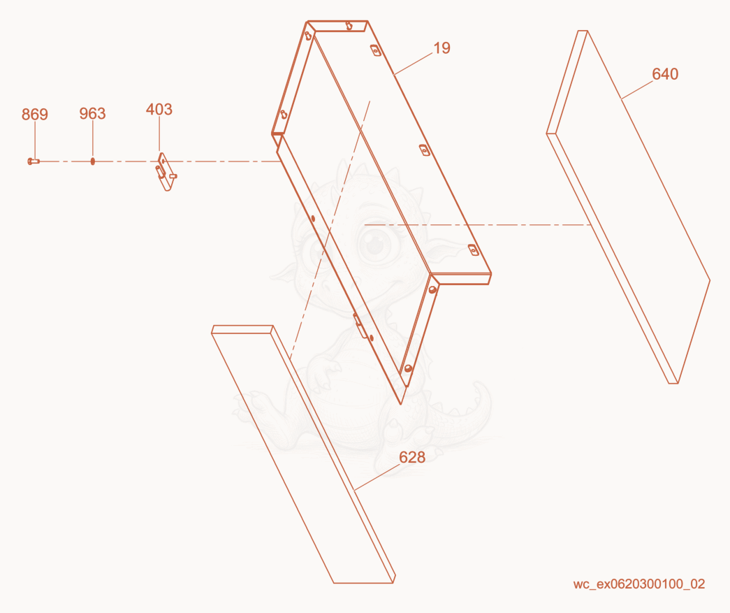 Exploded parts diagram of the Right Rear Panel of a Wacker Neuson G150, with numbered balloons