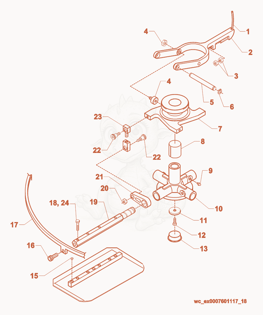 Exploded parts diagram of the Blade Mechanism of a Wacker Neuson CT48ADP, with numbered balloons