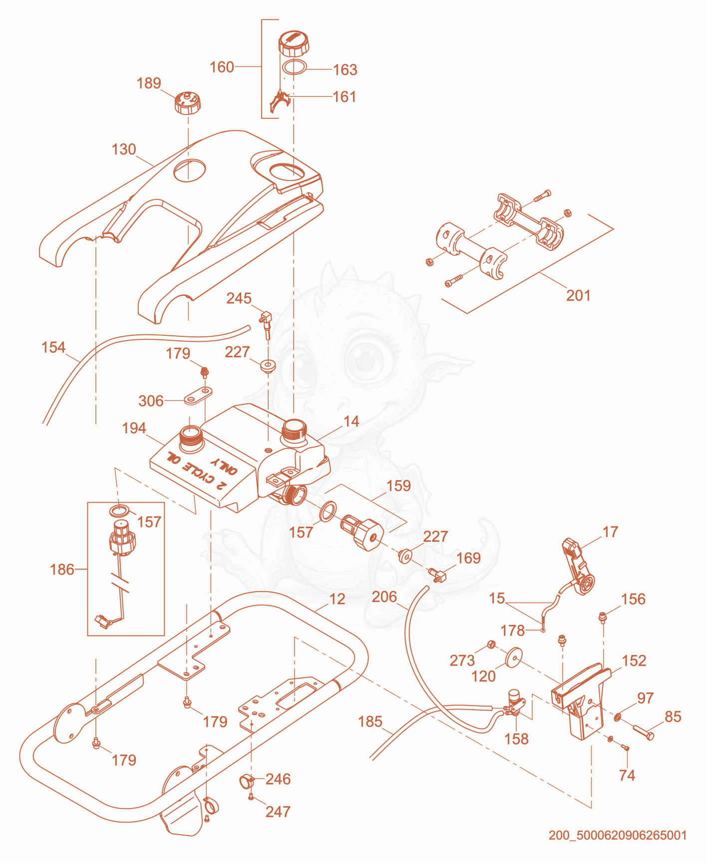 Exploded parts diagram of the Guide Handle cpl. of a Wacker Neuson BS60-2I, with numbered balloons