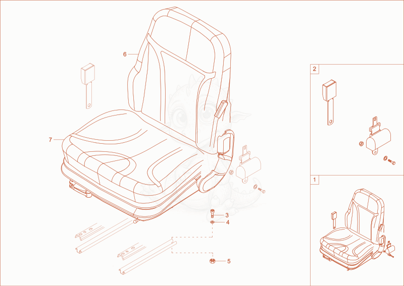 Despiece del DRIVER SEAT de una máquina Wacker Neuson DT23, con globos numerados