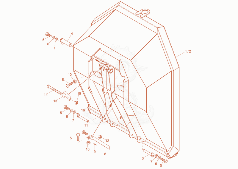 Exploded parts diagram of the skip of a Wacker Neuson 5001, with numbered balloons