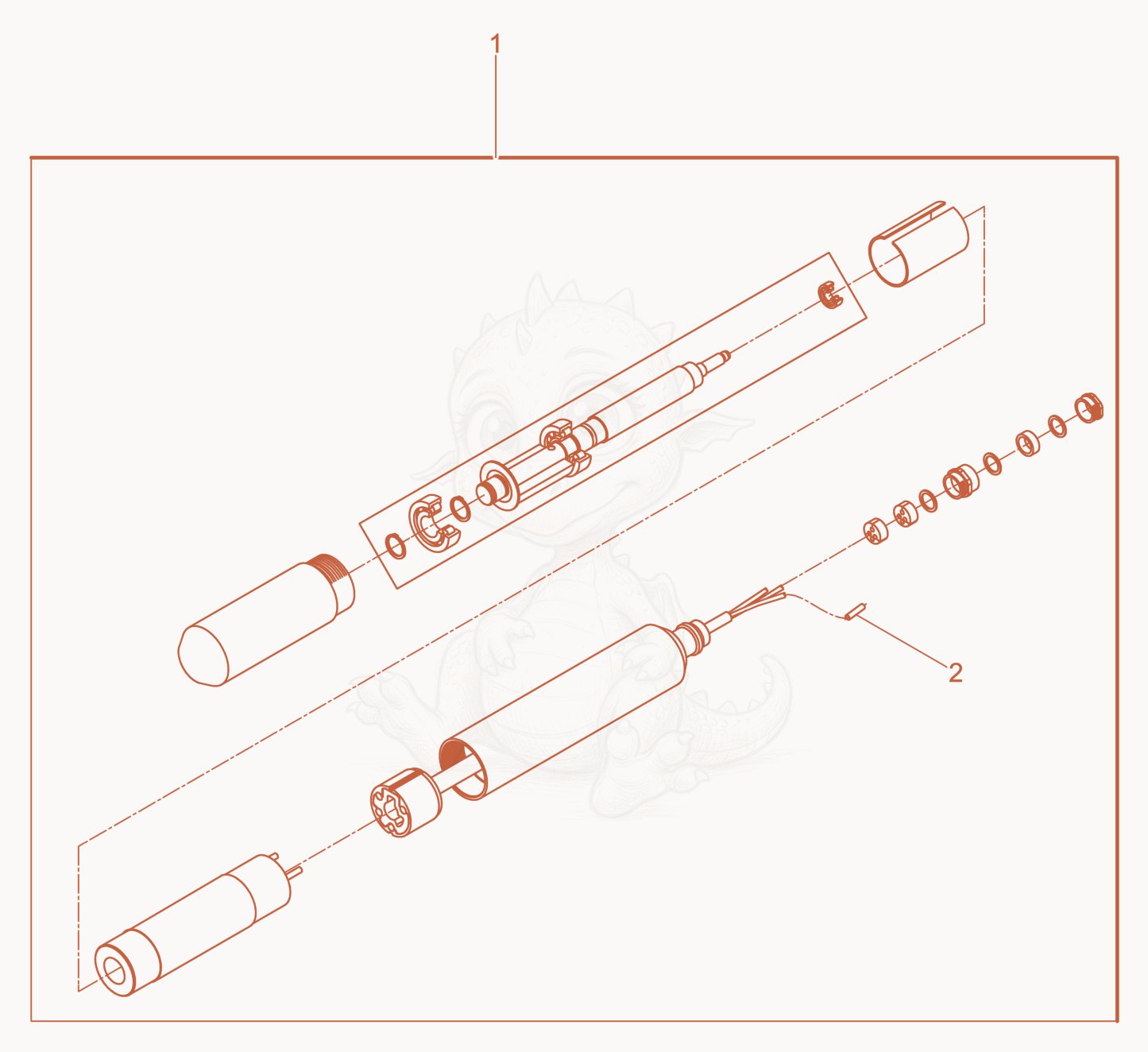 Exploded parts diagram of the Retrofit kit-Internal Vibrator of a Wacker Neuson IRFUN45, with numbered balloons