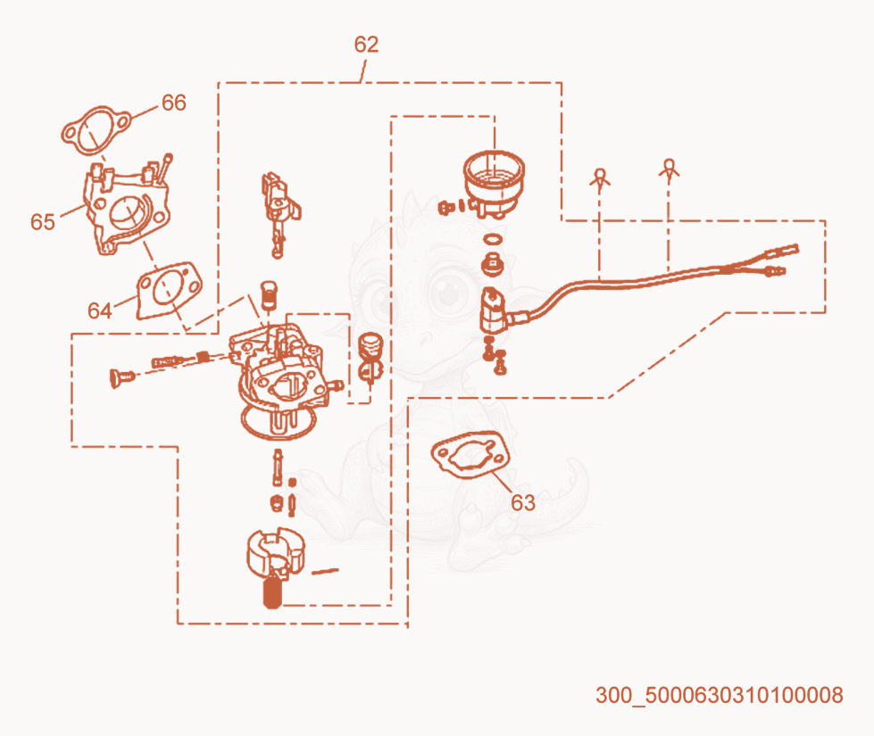 Exploded parts diagram of the Carburetor of a Wacker Neuson ML440, with numbered balloons
