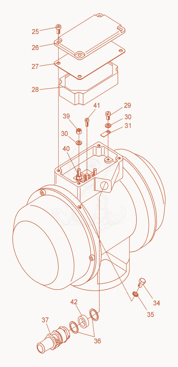 Exploded parts diagram of the External Vibrator cpl. of a Wacker Neuson AR41/4,5/042, with numbered balloons