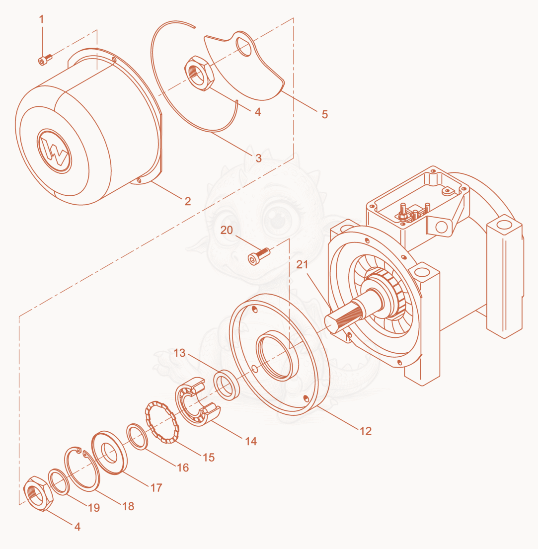 Despiece del External Vibrator cpl. de una máquina Wacker Neuson AR54/3/400, con globos numerados