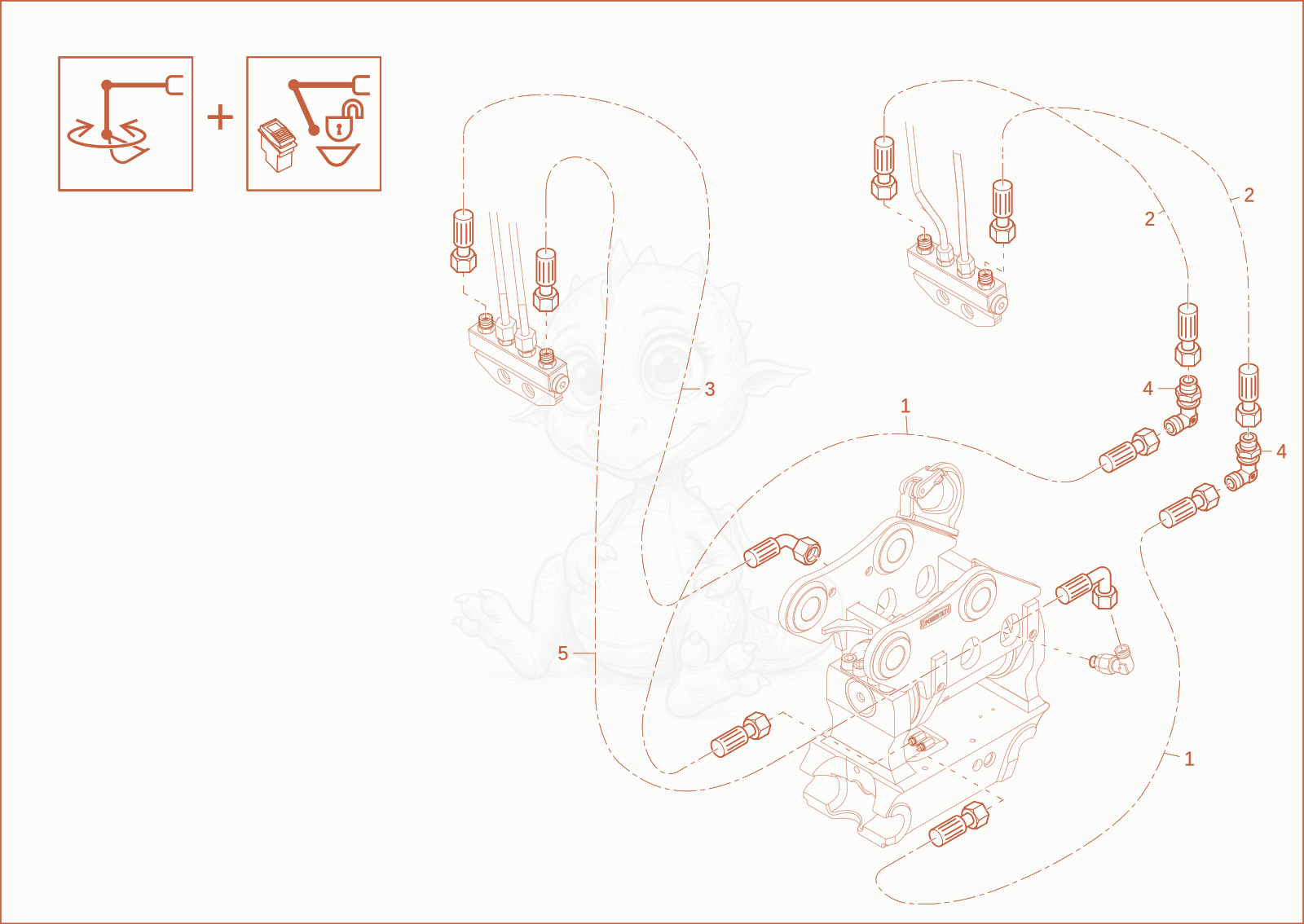Exploded parts diagram of the EASY LOCK INSTALLATION (OPTION) of a Wacker Neuson EW65, with numbered balloons