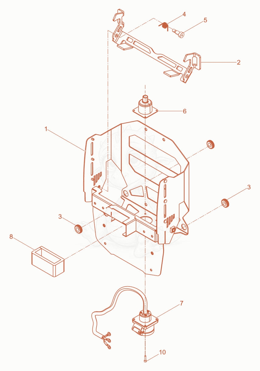 Exploded parts diagram of the battery holder cpl. of a Wacker Neuson ACBE, with numbered balloons