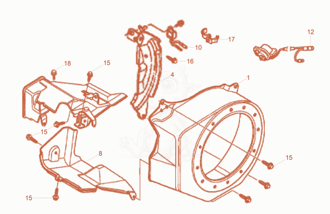 Exploded parts diagram of the Fan hood of a Wacker Neuson WP1550AWUS, with numbered balloons