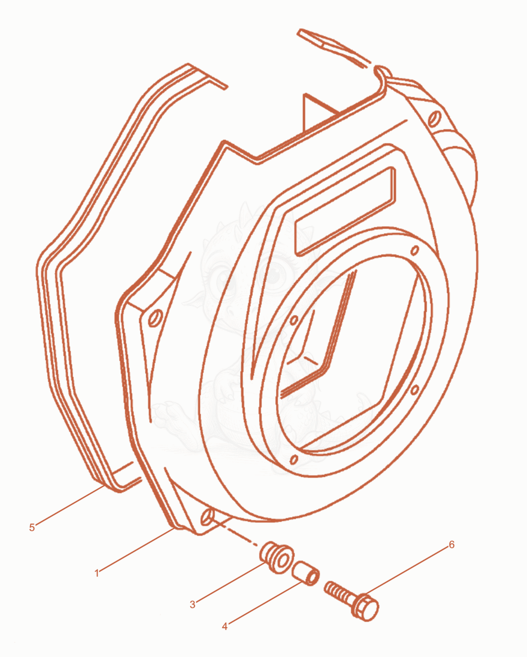 Exploded parts diagram of the Blower housing of a Wacker Neuson RD7YEHFBHRC, with numbered balloons