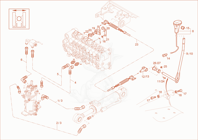 Exploded parts diagram of the DOZER BLADE OPERATION telescopic (Opt.) of a Wacker Neuson 1404, with numbered balloons