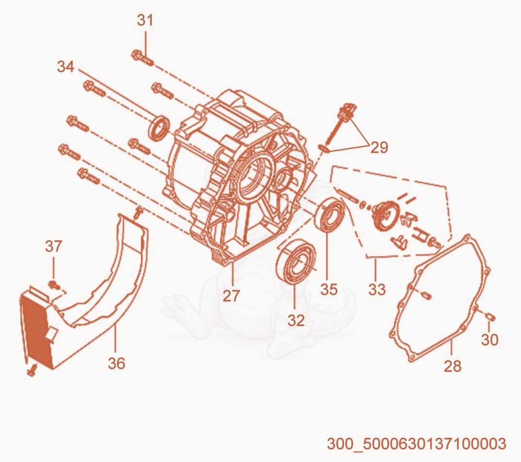 Exploded parts diagram of the Crankcase Cover of a Wacker Neuson ML440, with numbered balloons