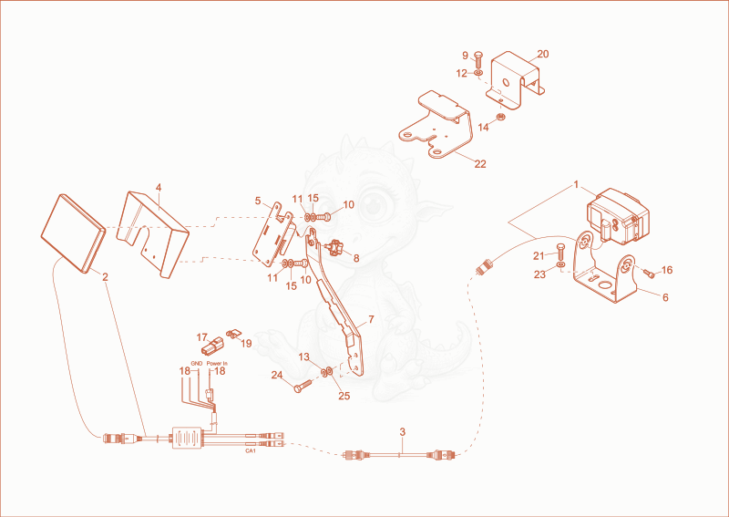 Exploded parts diagram of the Reversing Camera (OPTION) of a Wacker Neuson 6001, with numbered balloons