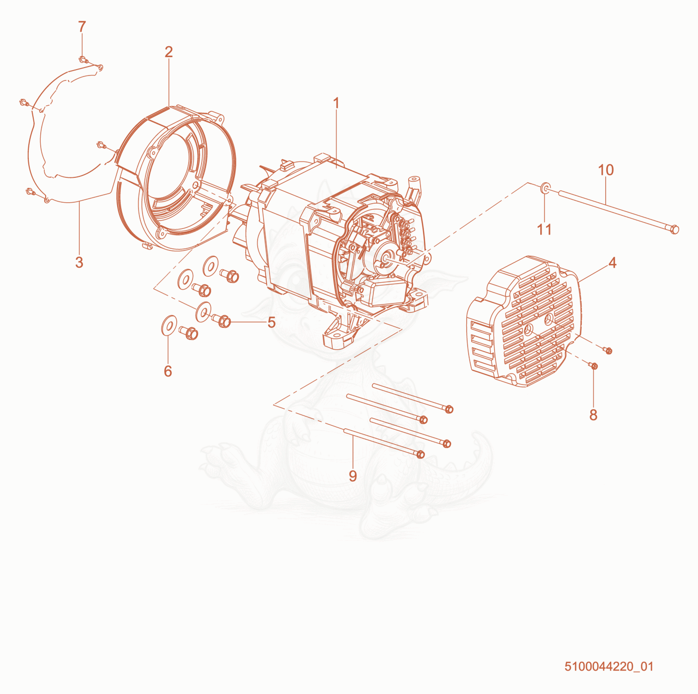 Despiece del Generator cpl. de una máquina Wacker Neuson GP5600A, con globos numerados