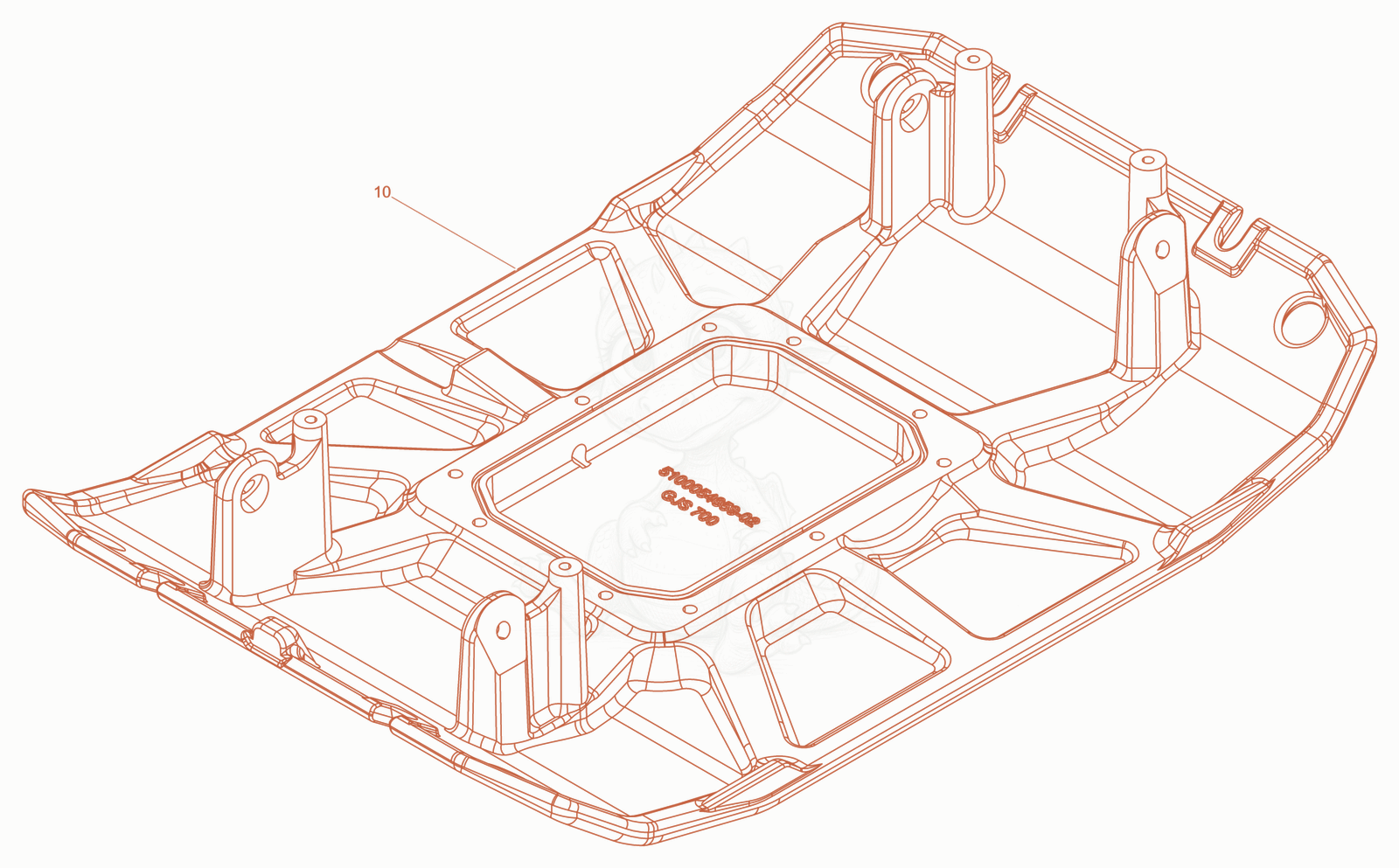 Exploded parts diagram of the Baseplate 600 of a Wacker Neuson XPUKMAT, with numbered balloons