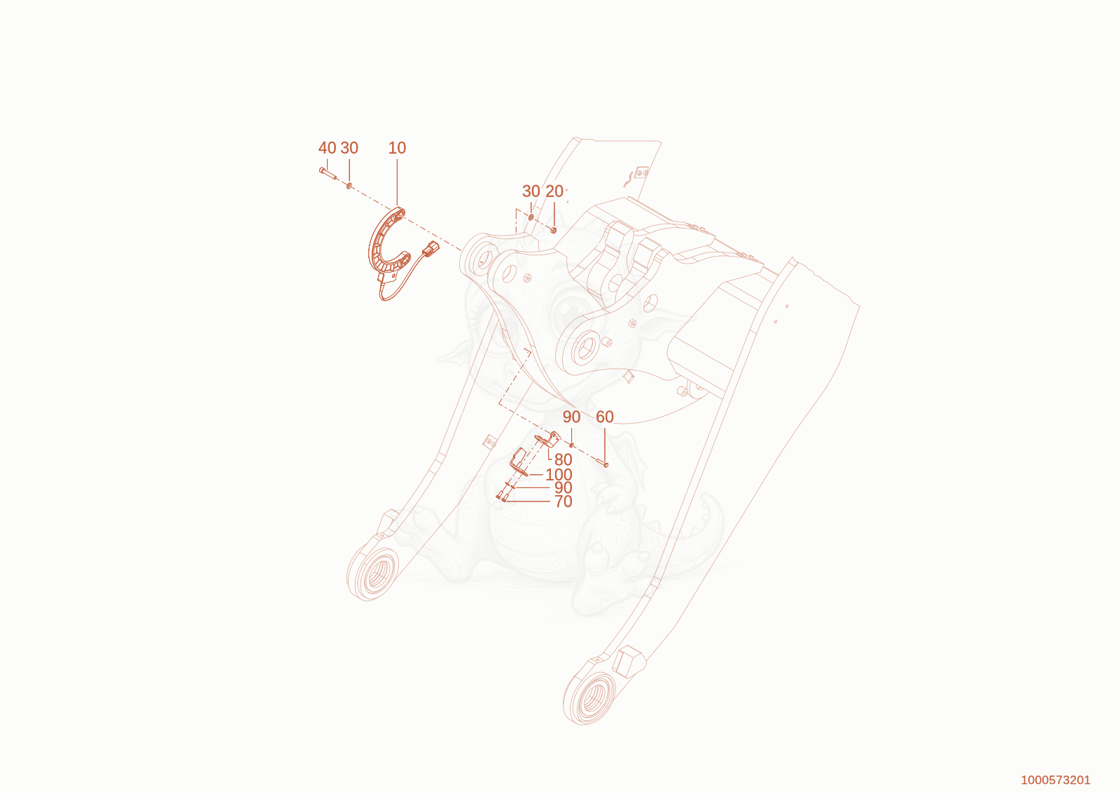 Exploded parts diagram of the sensor of a Wacker Neuson WL950P(A05-05), with numbered balloons