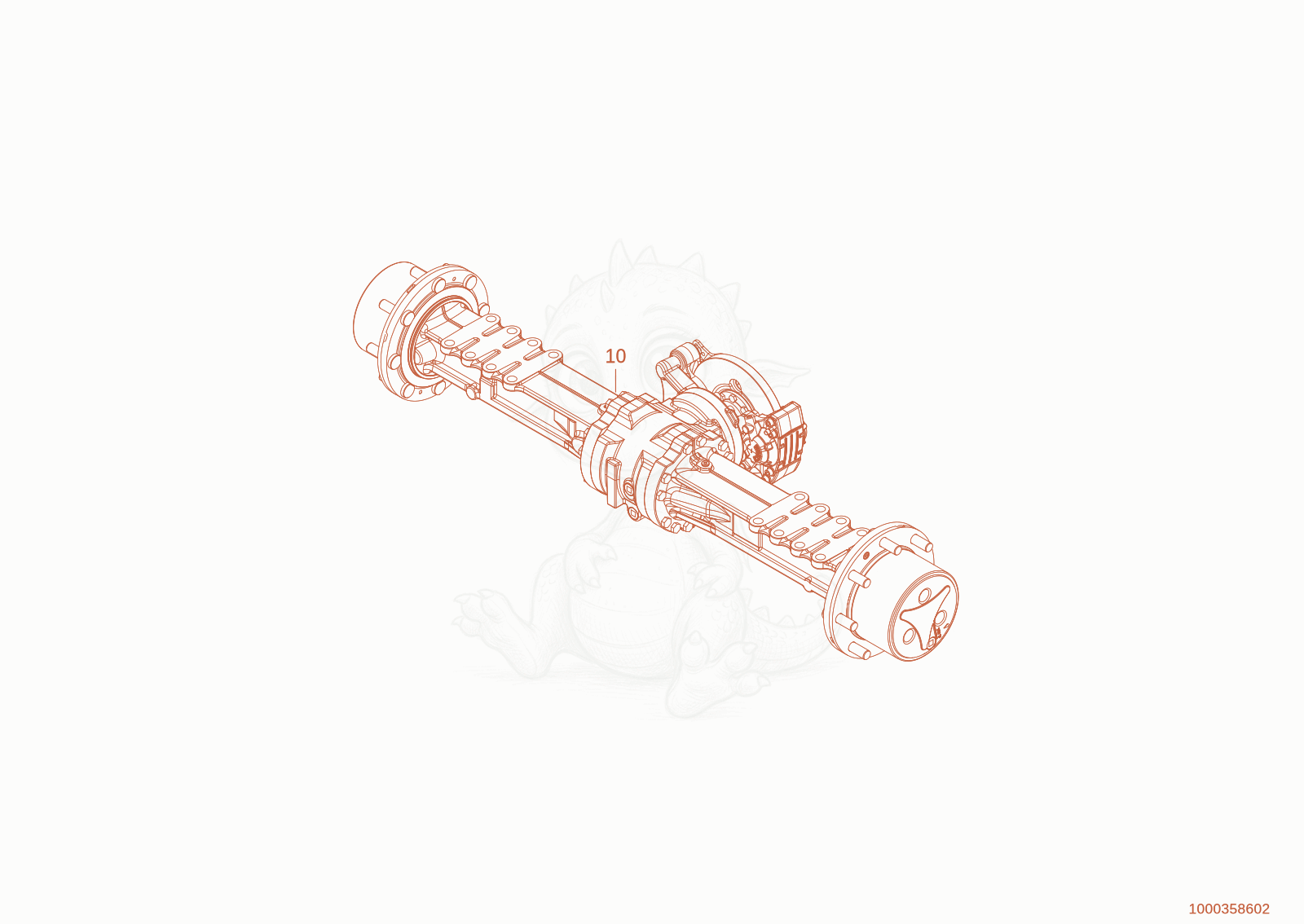 Despiece del front axle de una máquina Wacker Neuson WL70T4F, con globos numerados